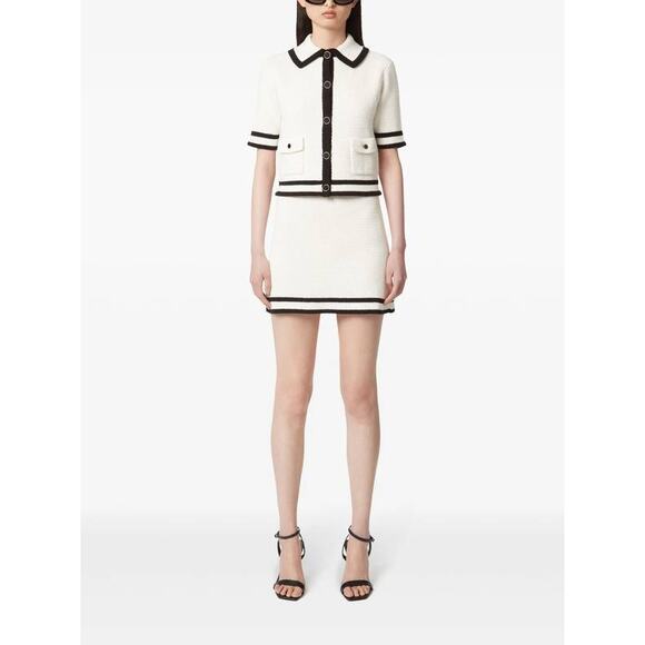 Nina Ricci Knitted Cotton Tweed Mini Skirt in Ecru Noir S - Picture 1 of 5